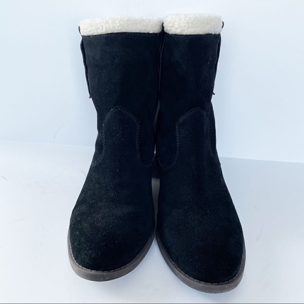Sole Society Black Faux Suede Flat Boots Women Size 9.5 Lined Almond Toe - Picture 7 of 7